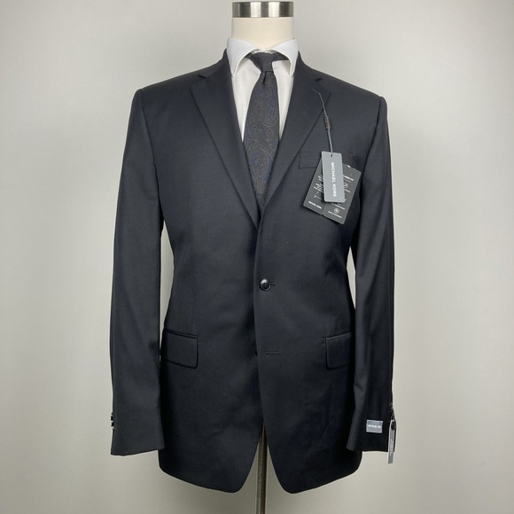 Michael Kors Men's Jacket Blazer 42L Black‎ Wool 2-Bttn E121859